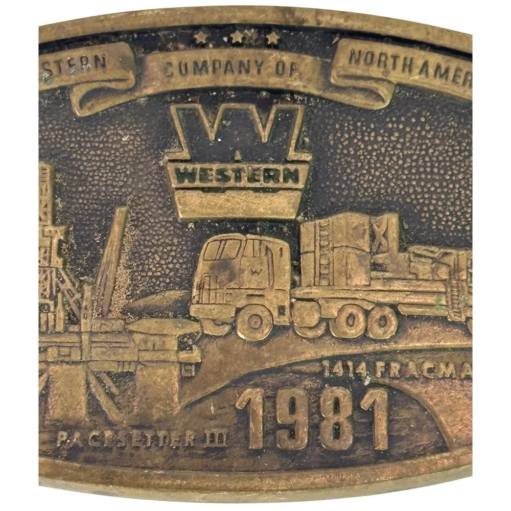 Vintage 1981 Western Company of‎ North America Brass Belt Buckle - 2nd Edition